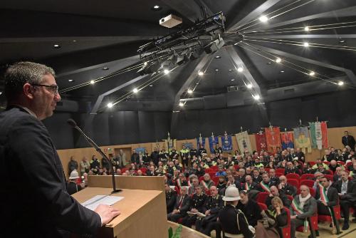 L'assessore regionale alla Sicurezza, Pierpaolo Roberti, durante in suo intervento la celebrazione dell'undicesima Festa della Polizia locale, celebrata per la prima volta a Udine in occasione della ricorrenza di San Sebastiano, santo patrono del Corpo.